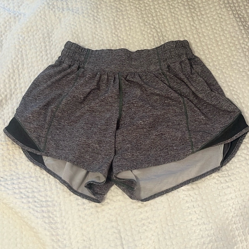 Grey Lululemon Hotty Hot 4” Shorts *LINER CUT OUT*